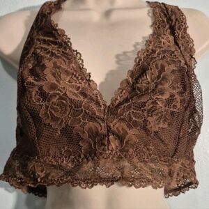 Savage X Fenty Chocolate Bralette Lace Convertible Wide Strap Classic Girly